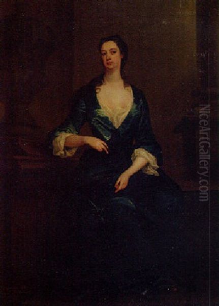 Portrait Fo Mrs Harrison Seated By A Sculptured Urn, On A Terrace - view 1