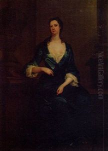 Portrait Fo Mrs Harrison Seated By A Sculptured Urn, On A Terrace