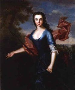Portrait Of A Lady (katherine Hall?) As Diana, Before A Landscape