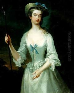 Portrait Of Lady Mary Wortley Montagu Holding An An Houette by Charles Jervas