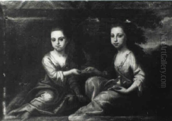 Portrait Of Two Girls In A Wooded Landscape - view 1