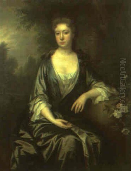 Portrait Of A Lady Wearing A Blue Dress - view 1