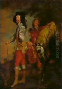 Portrait Of Charles I And His Page, Lord Hamilton by Charles Jervas