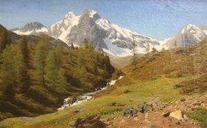 A Mountainside Stream In Springtime by Henrik Gamst Jespersen