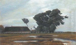 A Water Meadow Before A Farmstead