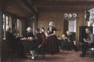 A Frisian Family Drinking Coffee by Carl Ludwig Jessen
