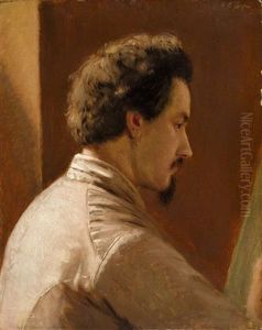 Portrait Of A Painter In Profile (self Portrait?) by Carl Ludwig Jessen