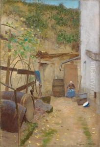 Bauernhof In Auvers [a Farmyard In Auvers] by Eugen Jettel