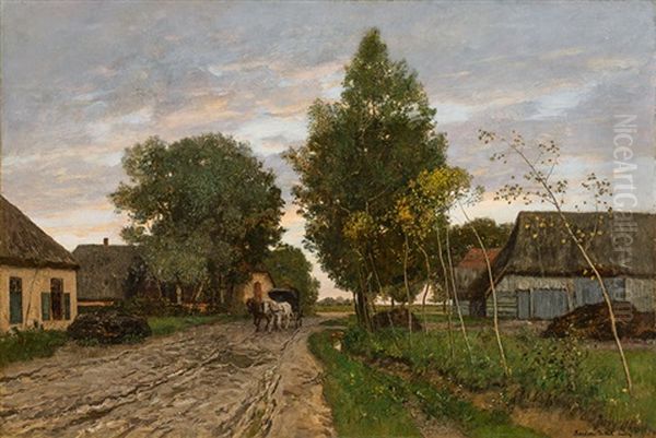 Village Road With Horse And Cart - view 1
