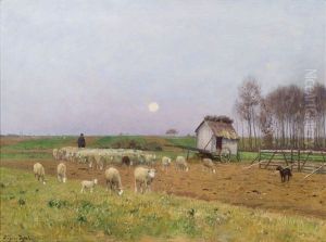 Heimkehr Einer Schafherde by Eugen Jettel