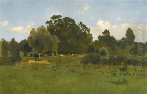Weide Mit Kuhen (meadow With Cows) by Eugen Jettel