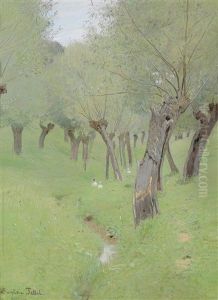 Motiv Aus Der Bretagne, Dorfstrase Nach Dem Regen by Eugen Jettel