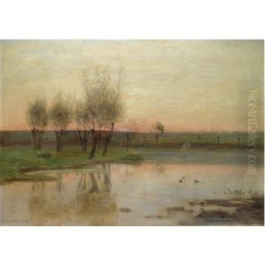 Stehendes Gewasser Mit Weiden-the Watermeadow by Eugen Jettel