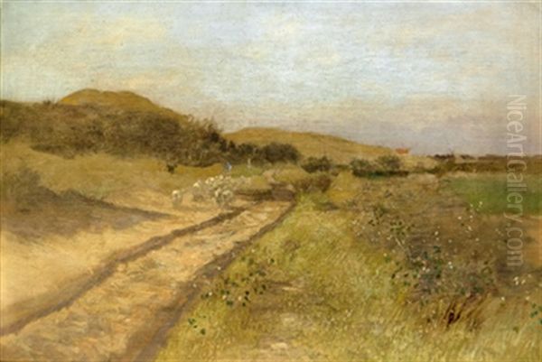 Landschaft, Im Vordergrund Ein Weideplatz Mit Disteln - view 1