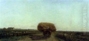 Weg Mit Fuhrwerk In Landschaft by Eugen Jettel