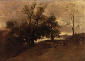 Landschaft Mit Weidevieh Im Vordergrund by Eugen Jettel