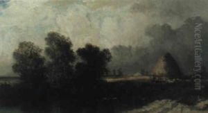 Landschaft Mit Grosem Heuhaufen Landschaft Mit Grosem Heuhaufen