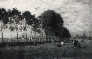 Hollandische Weidelandschaft Mit Windmuhlen