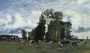 Weidende Kuhe An Einem Prachtvollen Fruhlingstag by Eugen Jettel