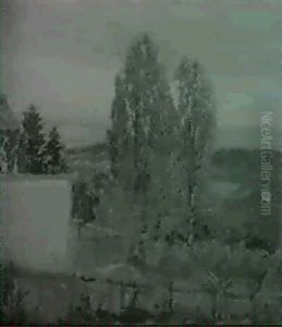 Landschaft Mit Pappeln Im Vordergrund