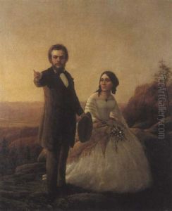 A Portrait Of A Couple In A Landscape With A Valley Beyond thumbnail