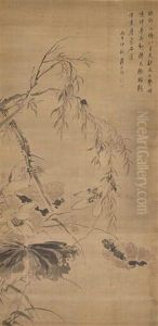 Cicada, Lotus And Willow by Jiang Tingxi