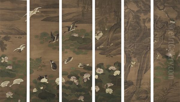 Water Birds By The Lotus Pond - view 1