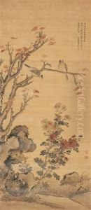 Birds On A Maple Tree by Jiang Tingxi