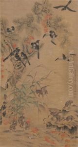 Landscape Scene With Birds by Jiang Tingxi