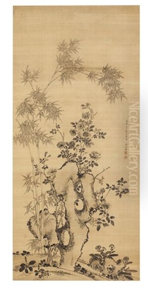 Bamboo, Roses And Rock - view 1