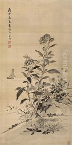Butterfly And Flowers by Jiang Tingxi