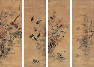 Flower And Bird (4 Works) by Jiang Tingxi