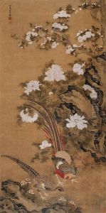 Peonies And Golden Pheasants by Jiang Tingxi