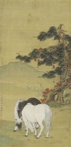 Horses Grazing by Jiang Tingxi