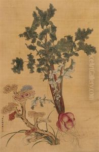 Bird And Flowers by Jiang Tingxi