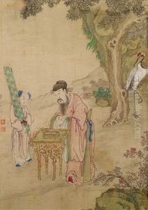 Lin Hejing Attended By A Boy And A Crane Lin Hejing Attended By A Boy And A Crane