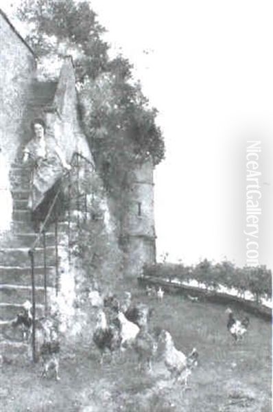 Woman With Chickens - view 1