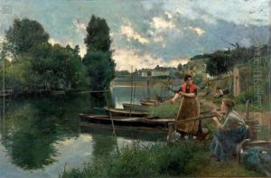 Les Lavandieres A Pontoise by Luis Jimenez Y Aranda
