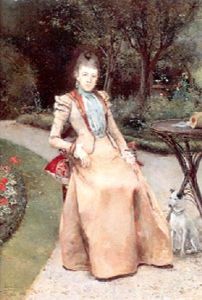 Jeune Femme Assise Au Jardin A Pontoise