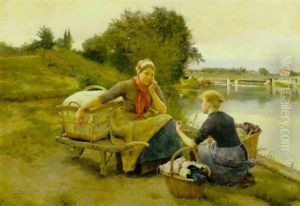 Washerwomen On A Riverbank by Luis Jimenez Y Aranda