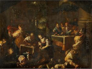 Scena In Taverna by Jacopo Bassano (Jacopo da Ponte)