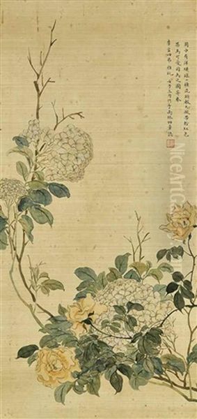 Peony And Hydrangea - view 1