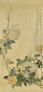 Peony And Hydrangea by Jin Zhang