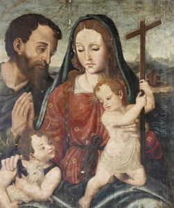 The Holy Family With The Infant Saint John The Baptist by Joan De Joanes
