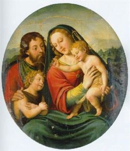 The Holy Family With The Infant Saint John The Baptist by Joan De Joanes