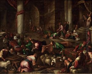 Ges Caccia I Mercanti Dal Tempio by Jacopo Bassano (Jacopo da Ponte)