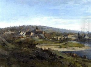 Le Village Des Peintres, Gretz Sur Loing Pres De Fontainebleau by Hippolyte Henri Jobard