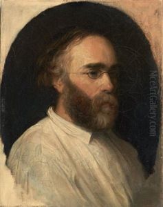 Portrait De Paul Huet by Felix Armand Marie Jobbe-Duval
