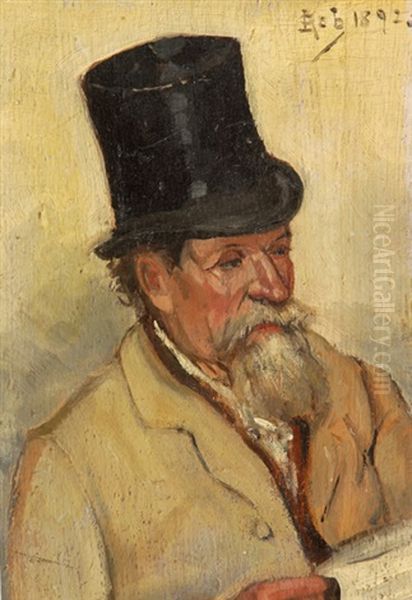 Gentleman In Top Hat With Newspaper - view 1