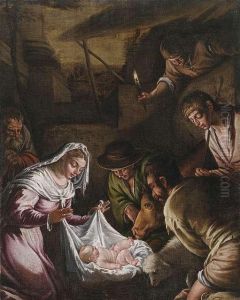 The Adoration Of The Shepherds by Jacopo Bassano (Jacopo da Ponte)
